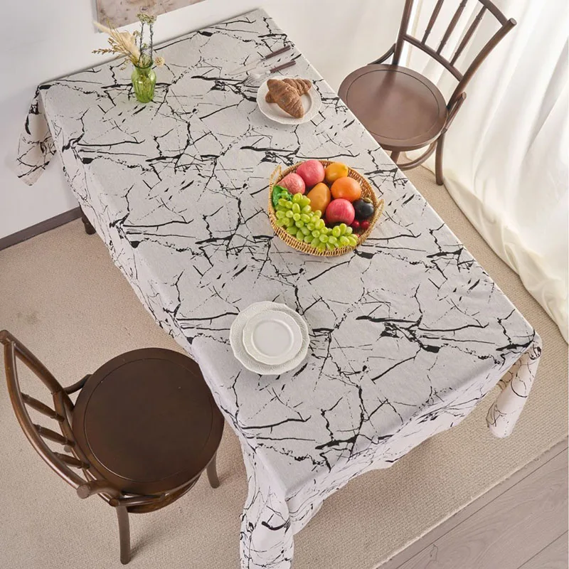 Modern Marble Printed Tablecloth Nordic Simple Anti-Stain Table Slipcover for Dining Four Seasons Universal Dustproof Table Mat