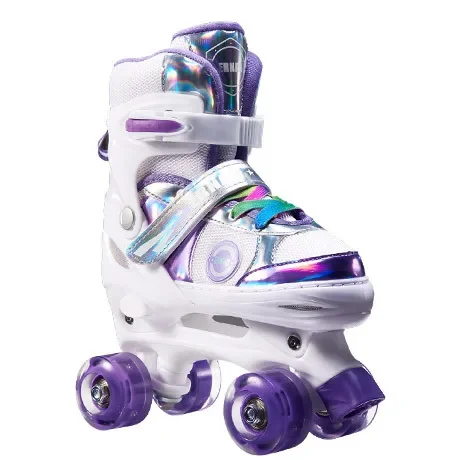 Boys Girls Kids Skates Children Roller Skates Skating Shoes Sliding Adjustable Quad Sneakers PU Flashing 4 Wheels Roller Skates