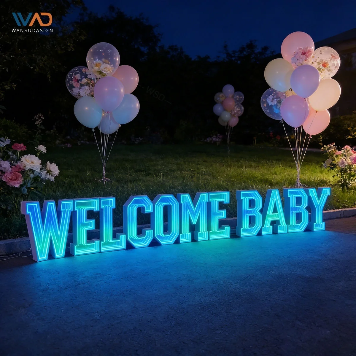 Infinity Mirror Warm Light 3ft 4ft 5ft  3D Metal Abyss Neon Infinity Mirror Letter Light for Birthday Wedding Party Decoration
