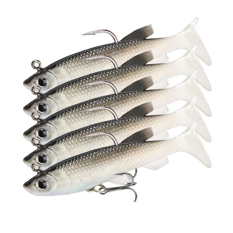 Soft Fishing Lures Jig Head with Soft Artificial Bait 8cm 14g Wobblers Swimbait Fishing Tackle Goods for Sea Fishing Accessories