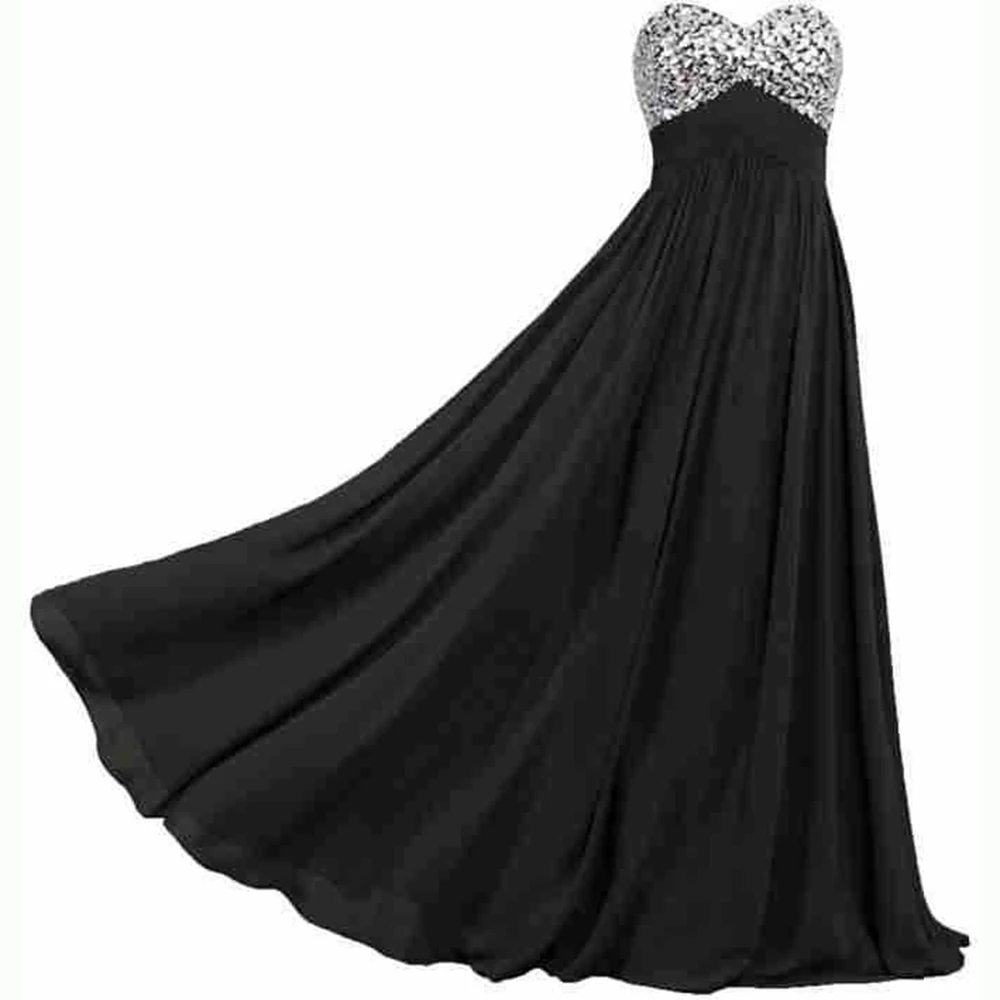 

GUXQD A-Line Chiffon Evening Dresses Sweetheart Crystal Pleat Prom Party Gowns Formal Vestido De Fiesta robes de soirée