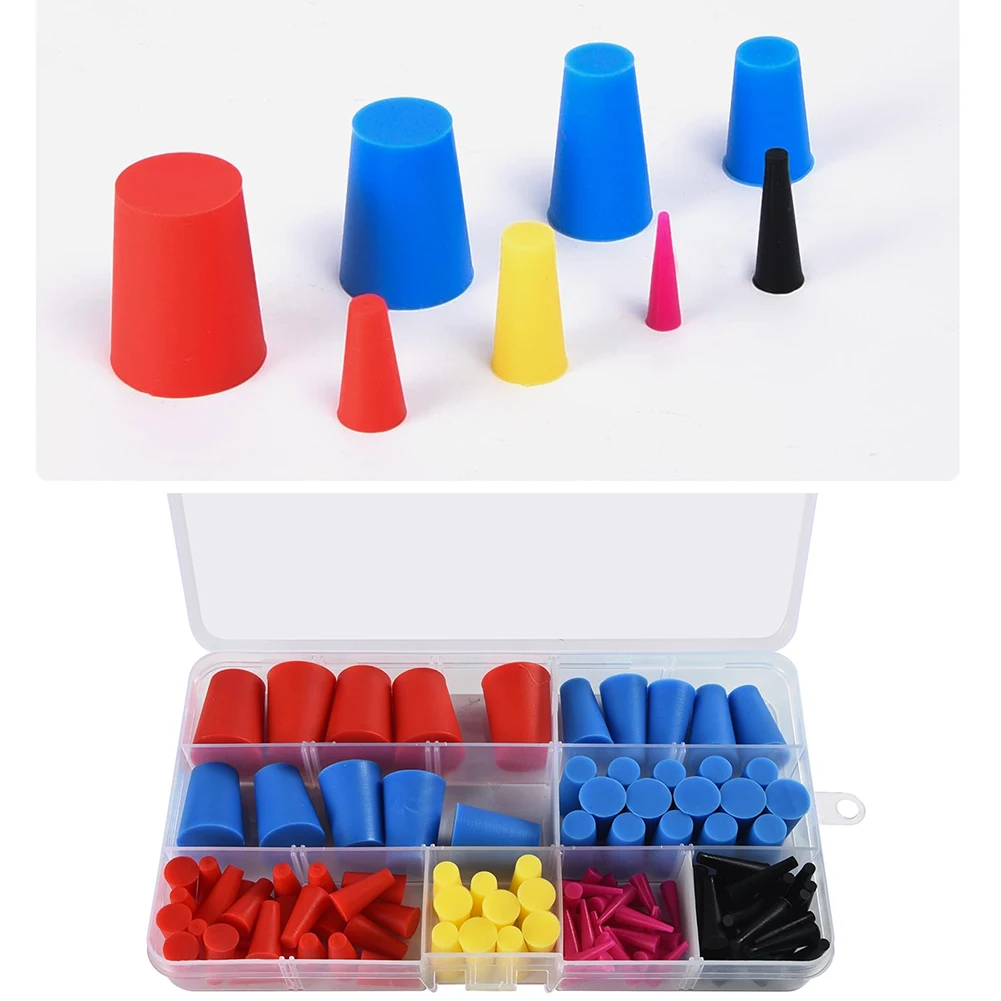 125PCS High Temp Masking Plugs Powder Coating Silicone Cone Plugs Assortment Kit Car Maintenance Reusable Accessories