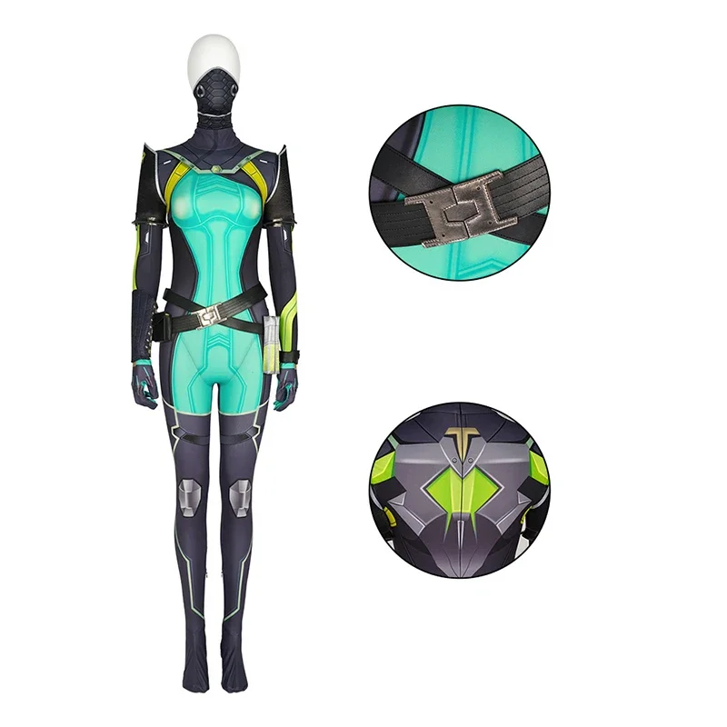 Valorant Cosplay Viper Maschera Cosplay Accessori Costume Stampa 3D Spandex Viper Tuta Tuta Parrucca Set completo
