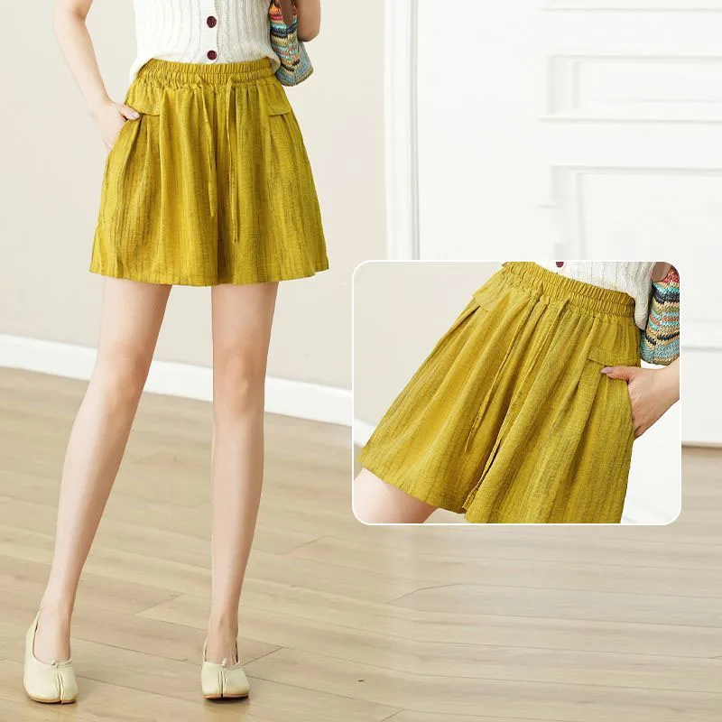 Moda Tasche impiombate Tie Dye Pantaloncini casual Abbigliamento donna 2025 Estate Nuovo allentato coreano elastico a vita alta Pantaloncini a gamba larga