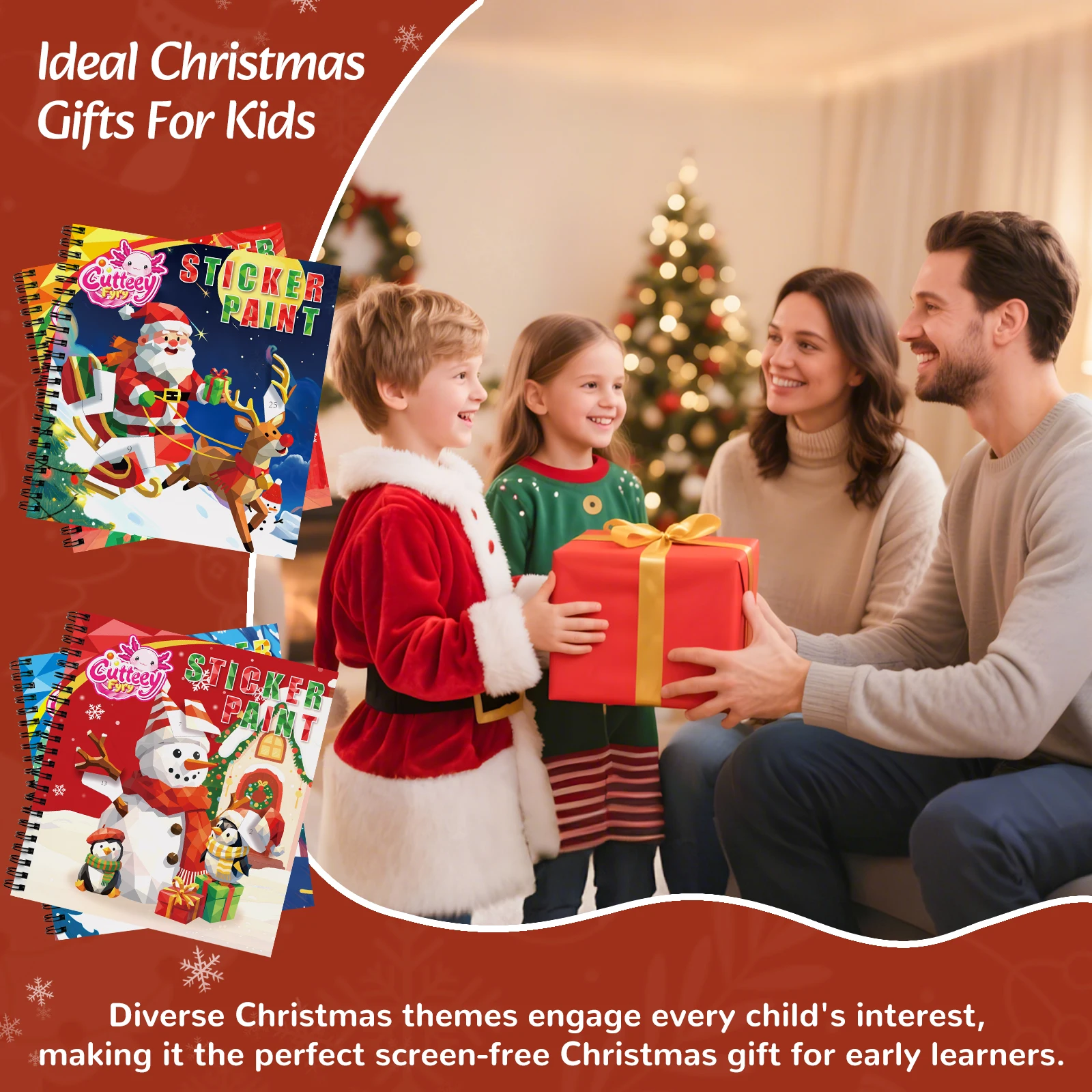 1～4枚入り クリスマスステッカーブック 数字で描く 子供向けギフト サンタクロース クリスマスツリー パズルステッカー ステッカーでペイント モンテッソーリおもちゃ