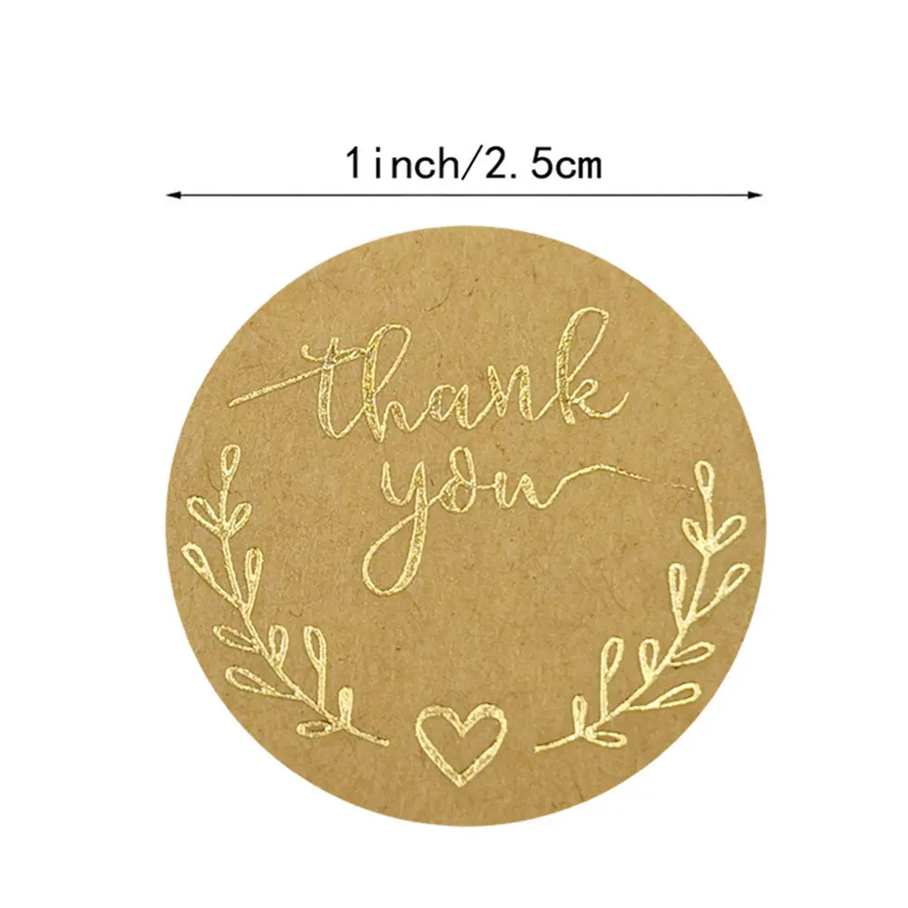 500Pcs Olive Branch Thank You Round Labels High-Quality Kraft Paper Self-Adhesive Sealing Stickers for Holiday Gifts Coffee Shop