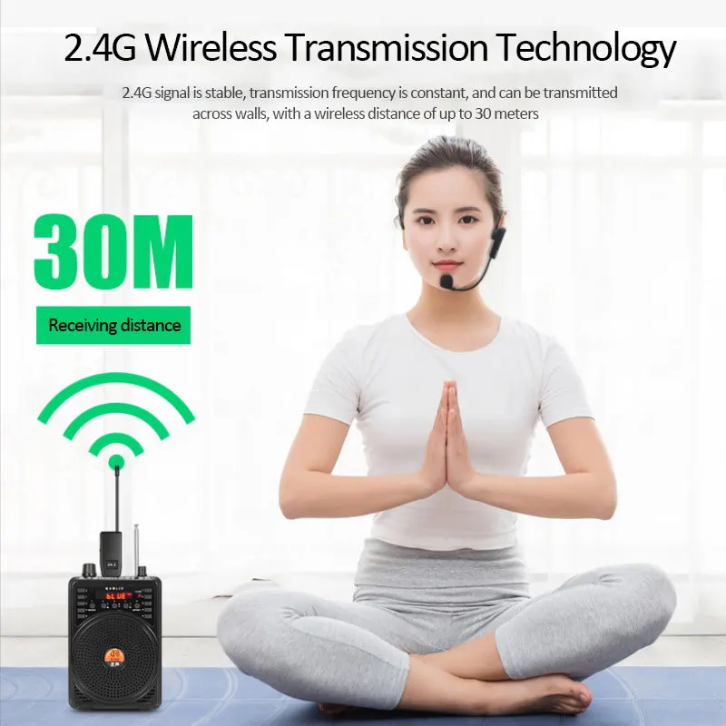 Trasmettitore set microfono lavalier wireless montato sulla testa 2.4G con ricevitore per amplificatore altoparlante vocale guida turistica didattica