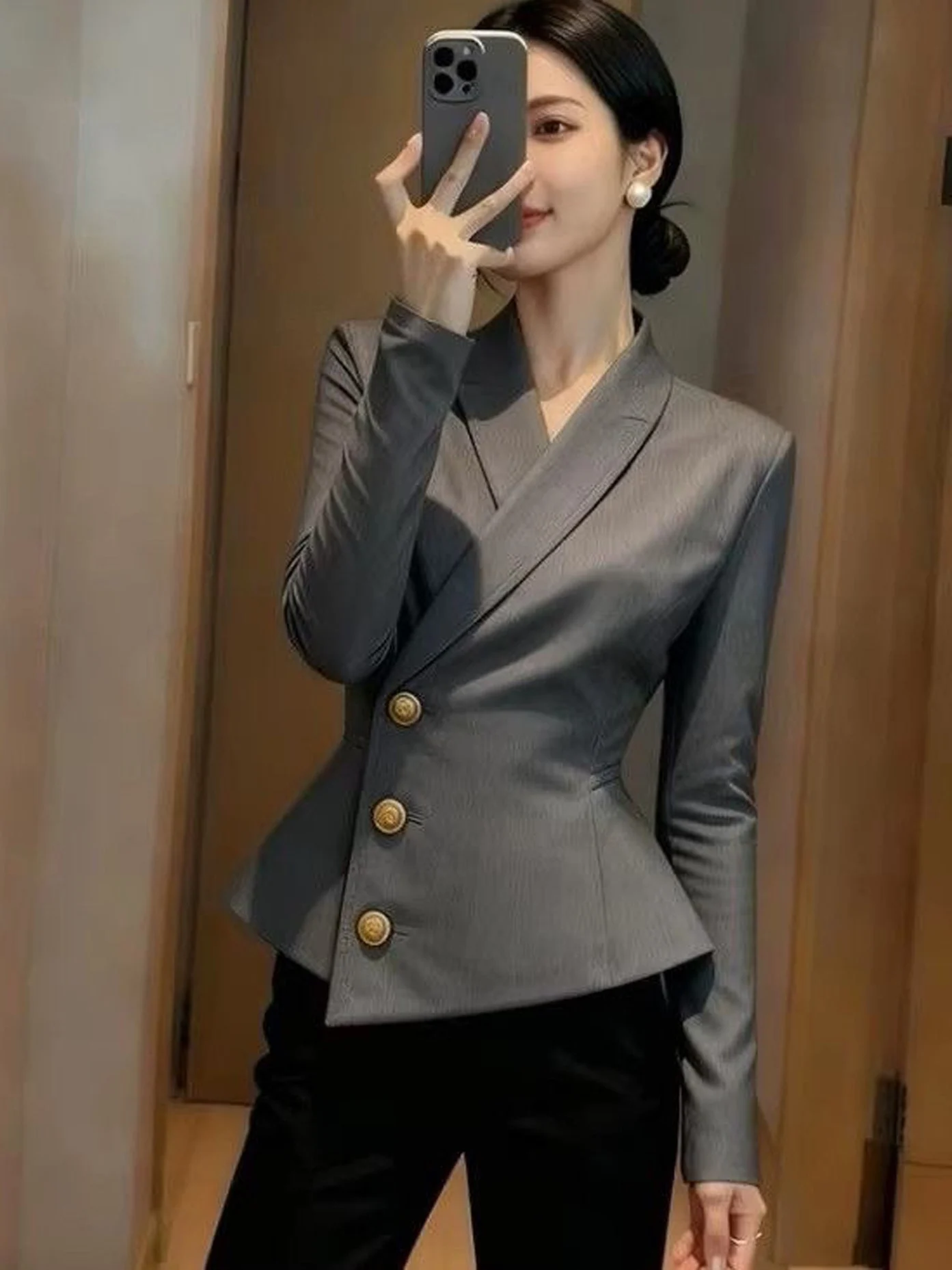 Women's Fashionable Slimming Suit Jacket Autumn New Style High End Elegant Trendy Waist Cinched Professional Light Maturity