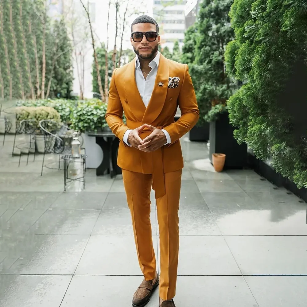 

Men's Suit 2 Pieces Jacket Pants Wedding Groom Tuxedo Formal Occasion Male Clothing Dinner Party Dress