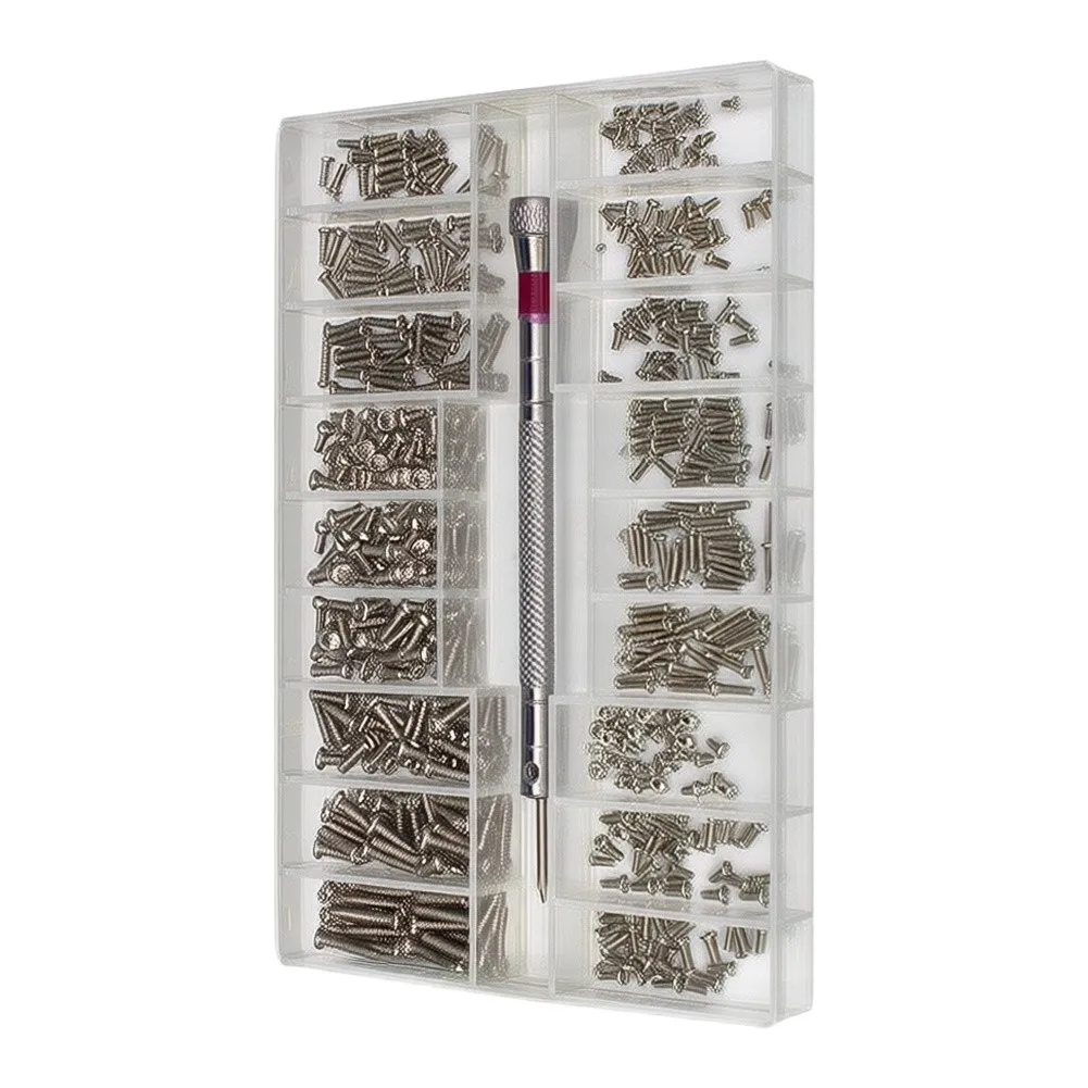 Stainless Steel Self-Tapping Screws 500 pcs 18 Variants 1.2 1.4 2.0 mm for Eyeglasses Watches Laptops Smartphones Repair