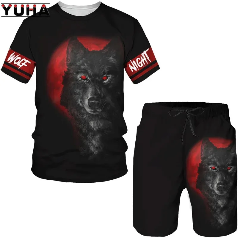 2025 3D Printed Men's T-shirt+shorts Set, Fashionable Hip-hop Round Neck Short Sleeved Casual Outdoor Sports Set