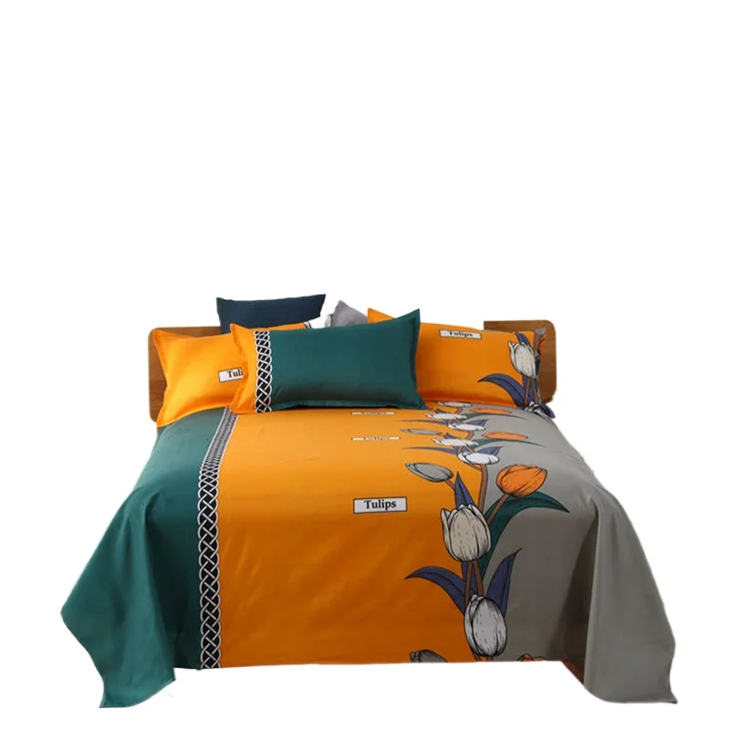 1Pcs Bed Sheet Home Textile Modern Polyester Cotton Flat Sheets Bed Linens Single Queen King Size Bedspread(No Pillow Covers)