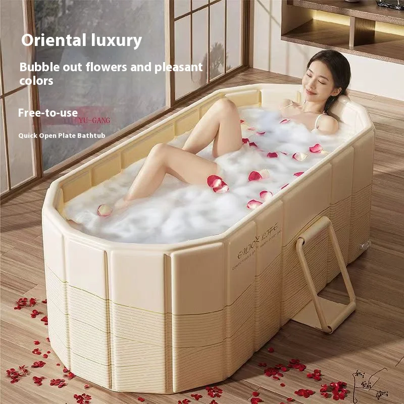 

Instant Open Portable Bathtub for Adults - Large Foldable Soaking Tub with Temperature Control, No Setup Needed for Home Spa Rel