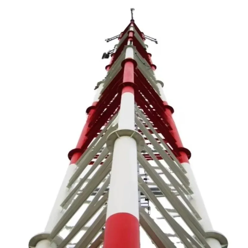 Galvanized free-standing battery 2km long-range wifi outdoor antenna signal 3 leg tube telecom tower equipment