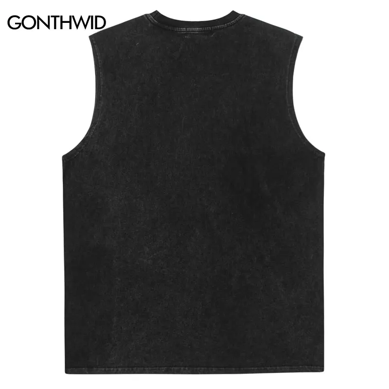 Vintage Tank Top Streetwear Hip Hop Retro Graphic Print Punk Goth Vest Harajuku Oversized Sleeveless T-Shirt 2023 Fashion Tops