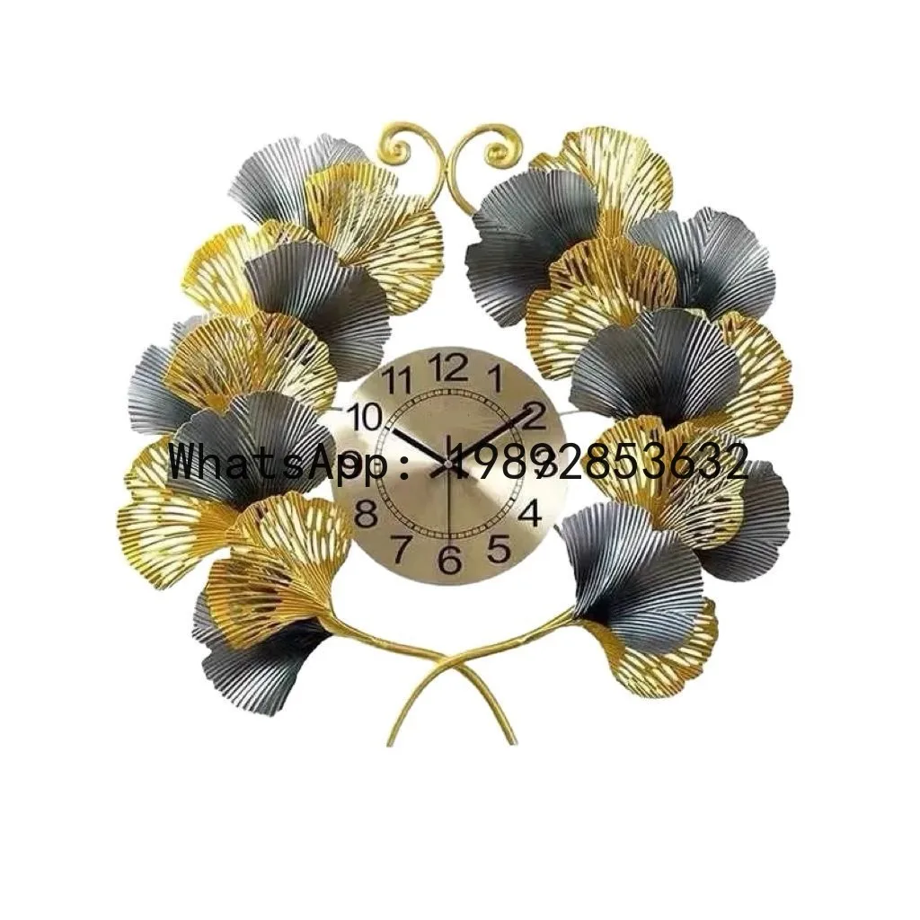 

PYJ creative ginkgo biloba living room high-end European-style home light luxury clock wall-mounted decorative clock