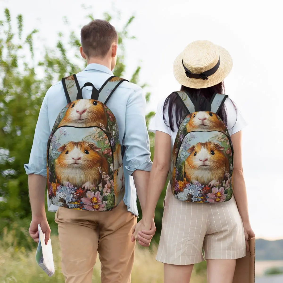 

Adorable Guinea Pig Sitting In Flowers Student Backpack School Bag Hiking Travel Daypack for Men Women Bookbag Shoulder Bags