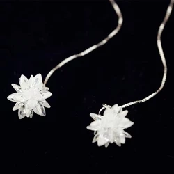 Hot Sale Long Ice flower 925 Sterling Silver Earrings For Women Fashion Jewelry sterling-silver-jewelry pendientes