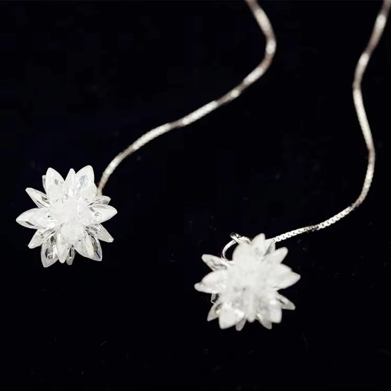 Gorąca sprzedaż długi kwiat lodu 925 kolczyki ze srebra wysokiej próby dla kobiet moda biżuteria sterling-silver-jewelry pendientes
