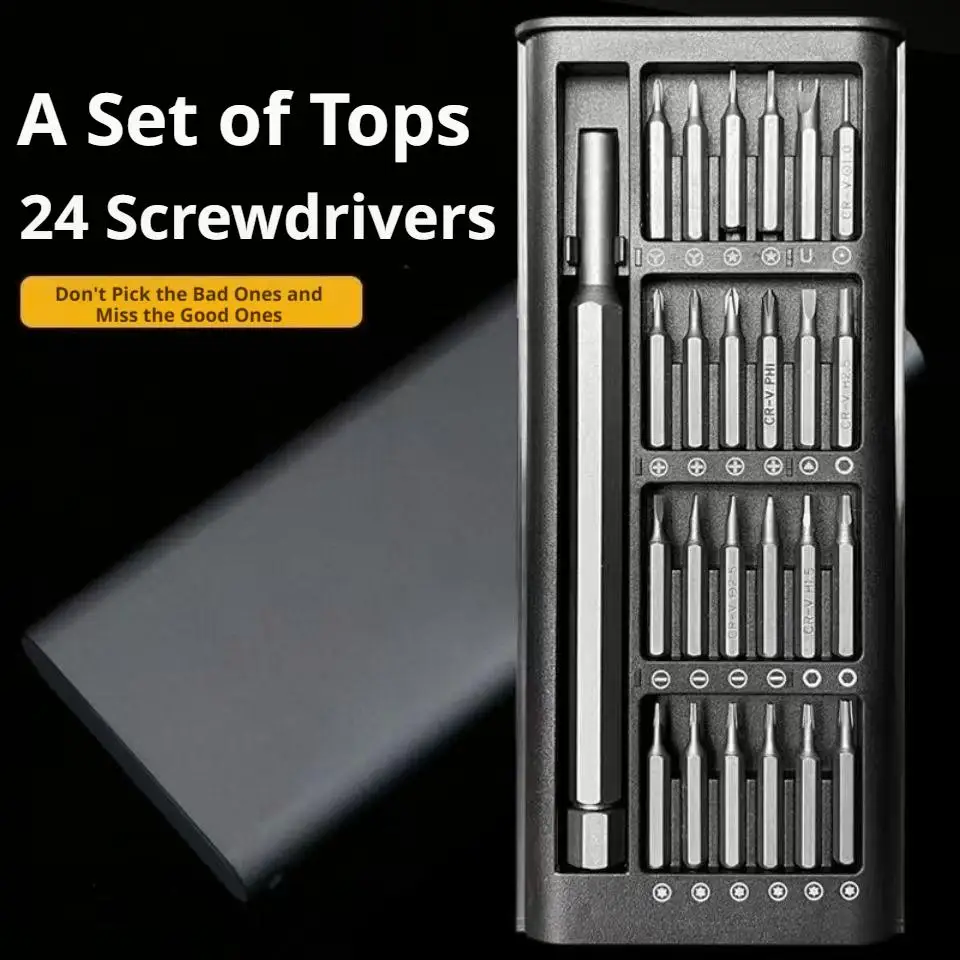 Precision Screwdriver Set 24 in 1 Screw Driver Se Hexagonal Flat Head Magnetic Screwdriver Head for iPhone PC WatchCameraGlasses