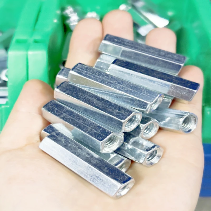 M5 M6 M8 M10 M12 M16 M20 M24 الزنك مطلي مسدس عرافة تمديد طويل قضيب موصل مشترك كم أنبوبي اقتران الجوز #2