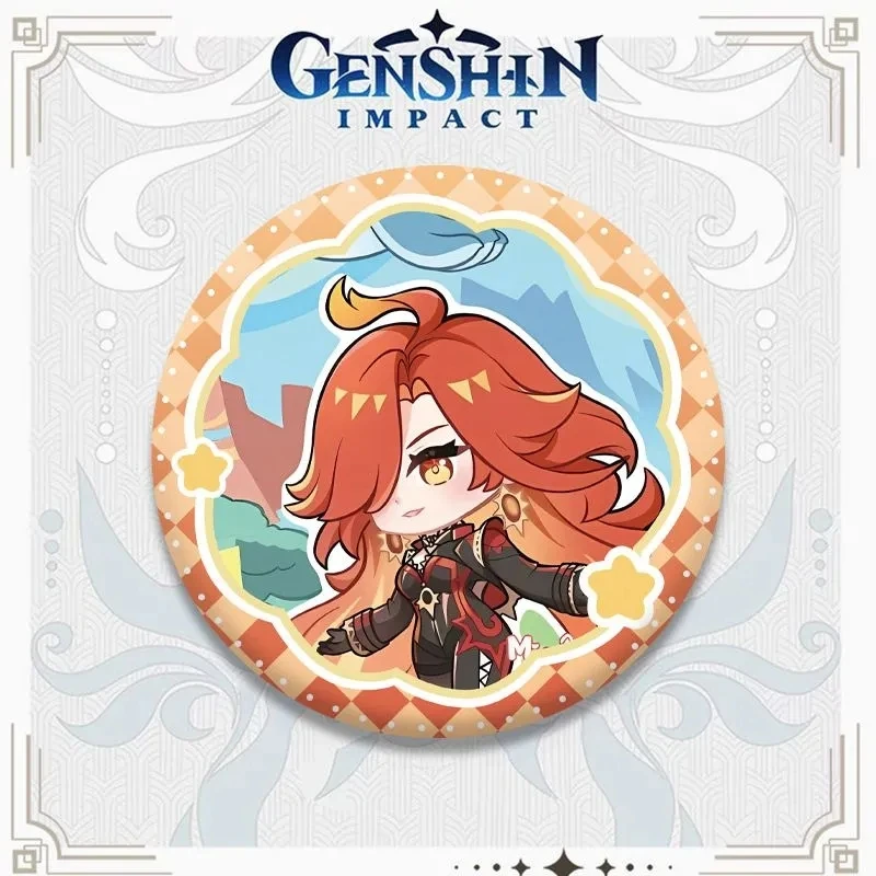 เข็มกลัดโลหะคอสเพลย์ตัวละครเบลเซบูล จงลี่ จากเกม Genshin Impact ของตกแต่งกระเป๋าเครื่องประดับ