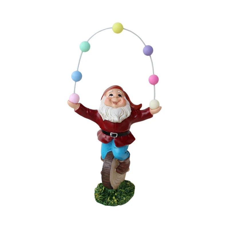 Juggling Gnome Figurines Acrobatic Dwarfs with Colorful Ball Ornament Home Office Tabletop Shelf Decoracion