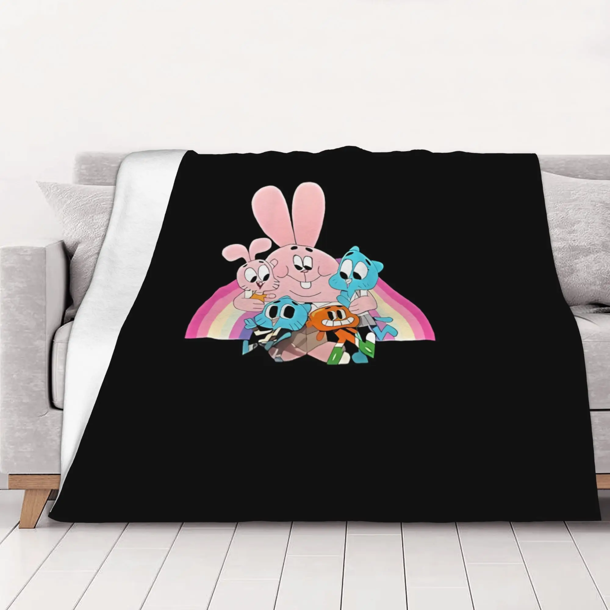 1PC home Cute Room Decor Movie Series Blanket Throw Blanket tThe Amazing World of Gumball Novelty Warm Blanket All Season