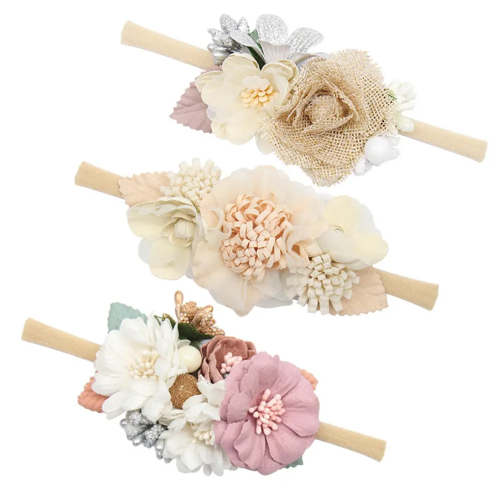 3Pcs Flower Hairbands for Floral Headband Decorative Photo Prop Wedding Birthday Party Accessory Headband