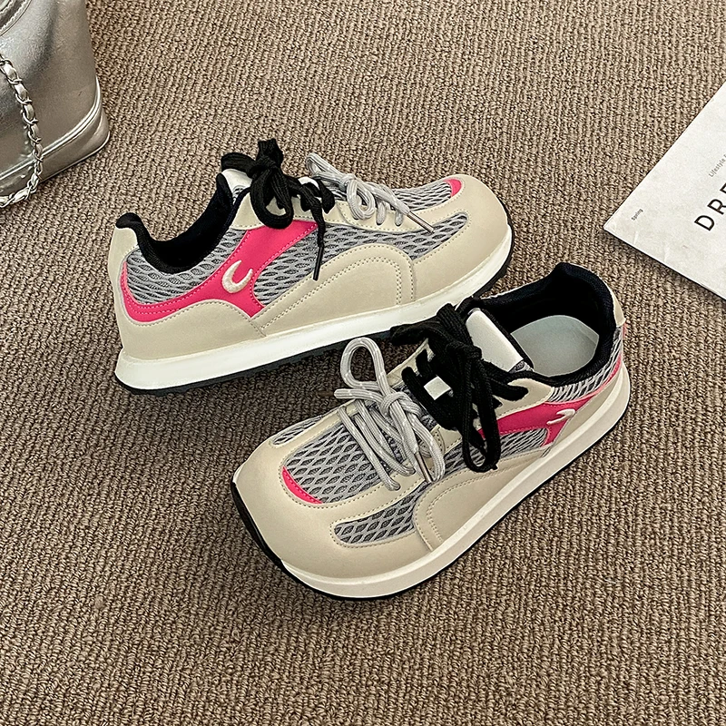 

Womens 2cm Platform Sneakers Breathable Knit Upper Comfortable Walking Shoes Non Slip Rubber Sole Fashion Athletic Footwear