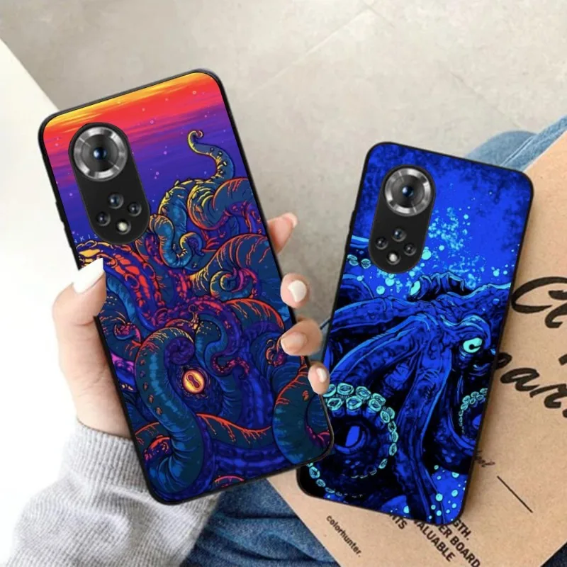 Norway Kraken Octopus Phone Case for Honor 70 50 20 7S X9 X8 X7 Magic 4 3 Pro Black Soft Phone Cover Funda