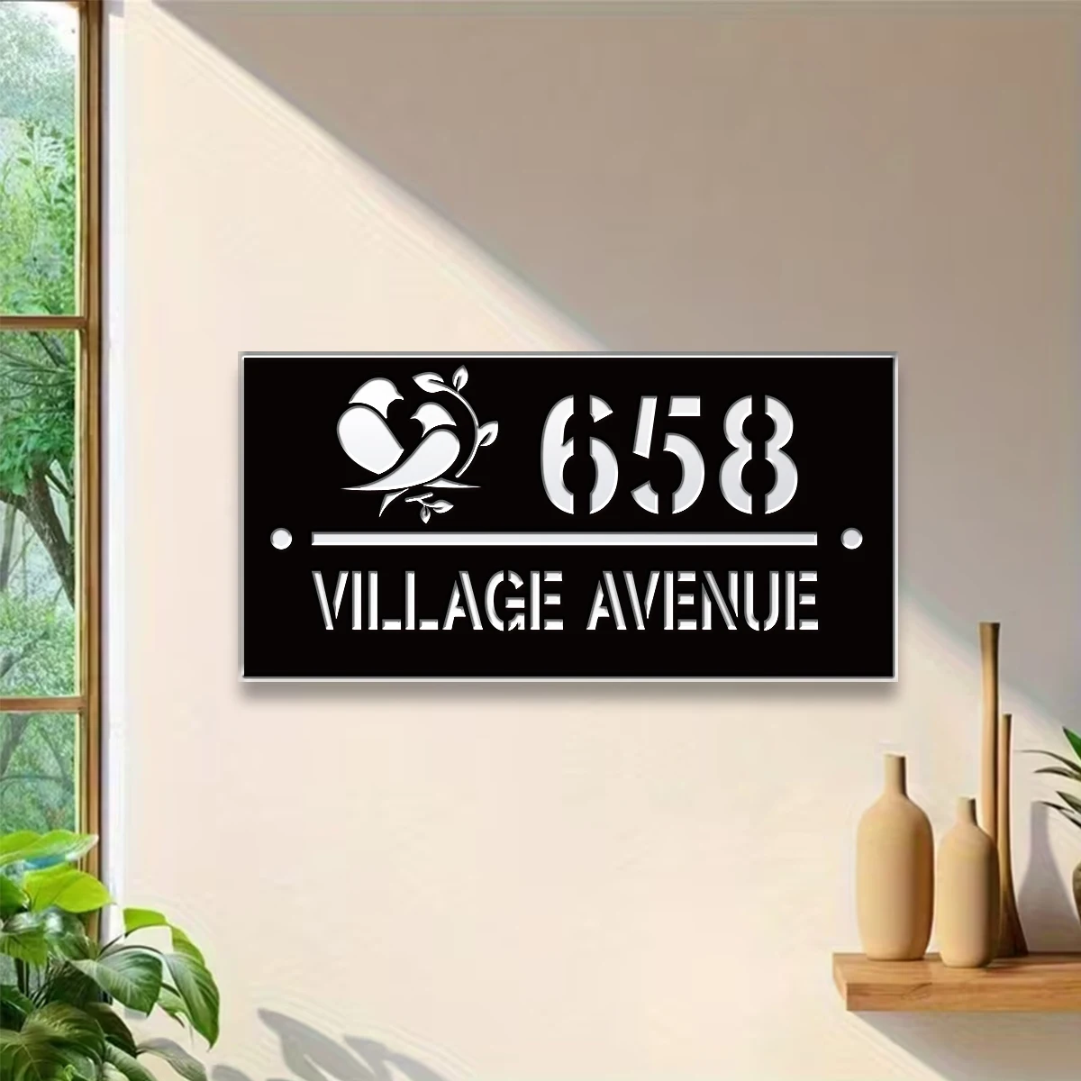 1Pc Custom Love bird Number&Text Acrylic House Number Door Street Sign Plaque,Home Room Garden Decor,Birthday Wedding Gift