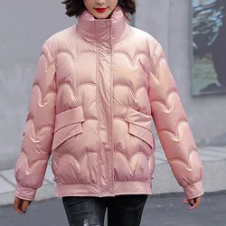 Casaco de algodão brilhante feminino, jaqueta de inverno, Parkas quentes, casaco acolchoado grosso, outwear feminino, novo, 2023