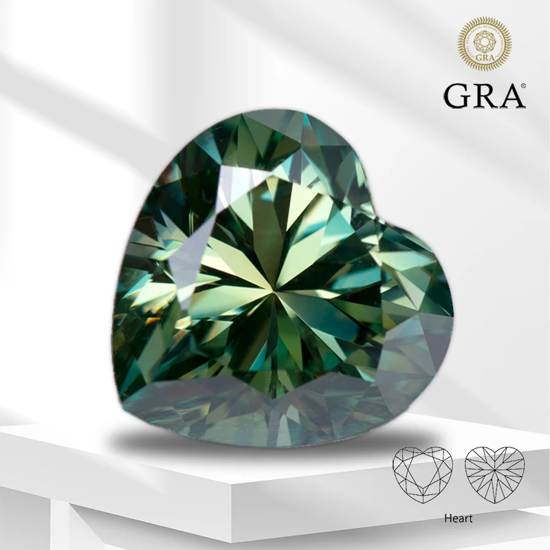 

Moissanite Stone Yellow Green Natural Color Heart Cut Lab Grown Diamond For DIY Jewelry Making Materials With GRA Certificate