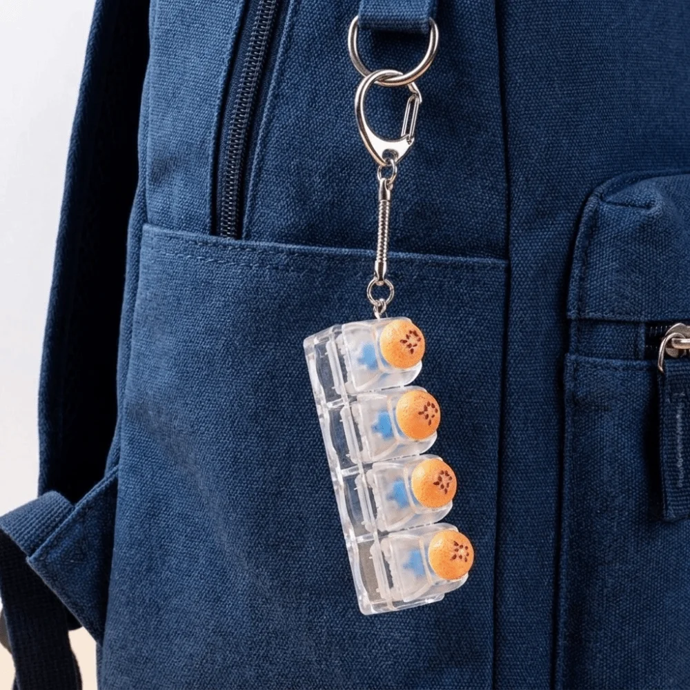 Cartoon 4-Key Bread Keychain Finger Button Simulation Food Food Miniature Fidget Keycap Dessert Shape Funny Fidget Keychain