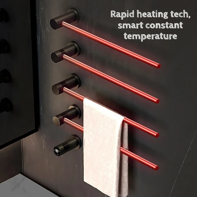 Stainless Steel Heated Towel Rack Antibacterial Electric Heated Towel Rail Moisture Proof Cloth Warmer Durable Bathroom Hardware