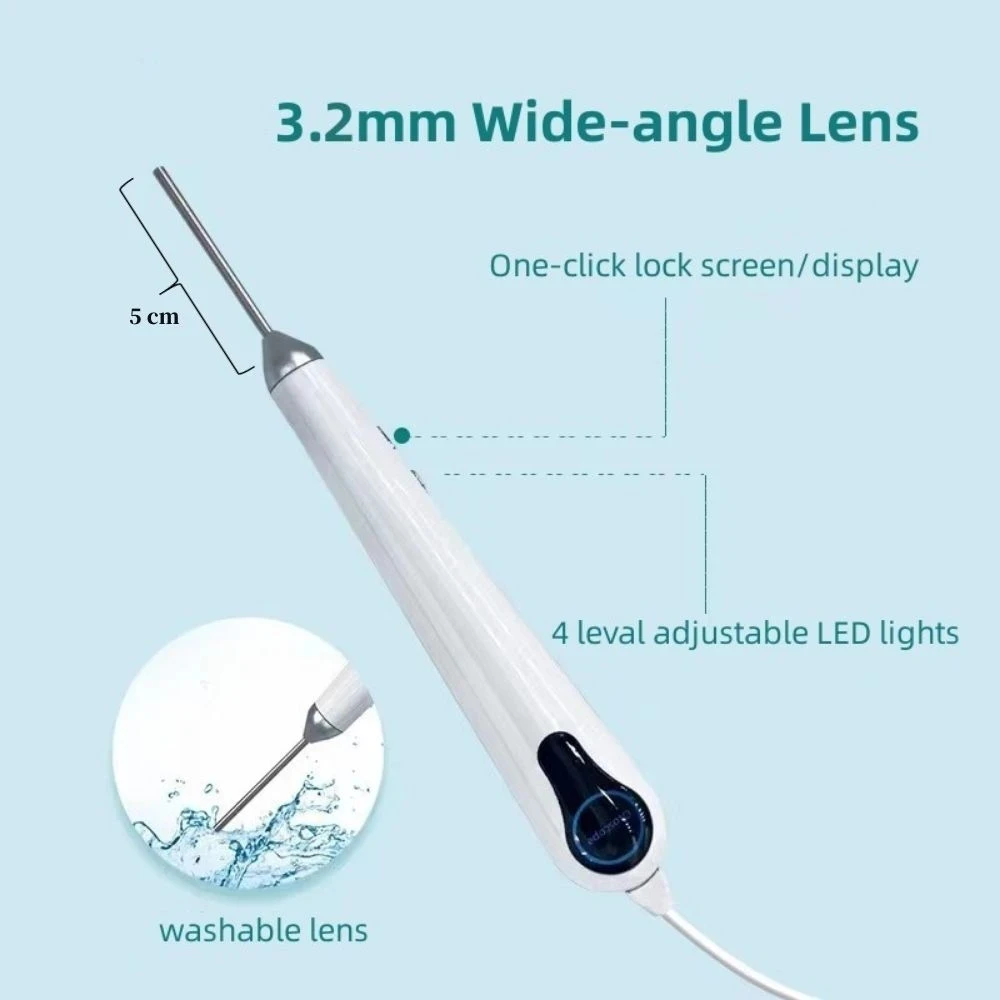 3.2mm Thin Lens Digital Otoscope with 1080P HD 10.1 Inches Big Screen Ear Scope ENT Endoscope Ear Cleaner Tools 3500mAh Battery