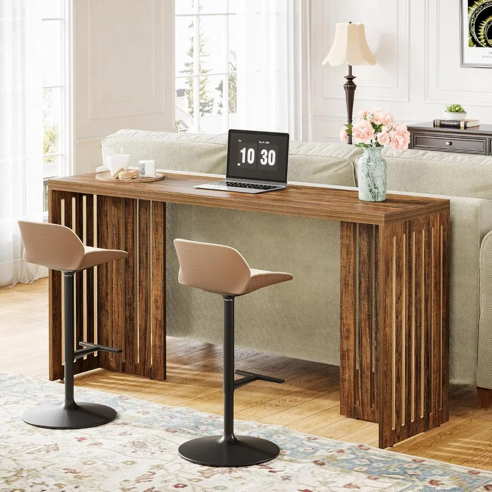 Bar Table, 63-Inch Counter Height Pub Table, Industrial Bar Height Table, Rectangular High Top Kitchen & Dining Counter Tables