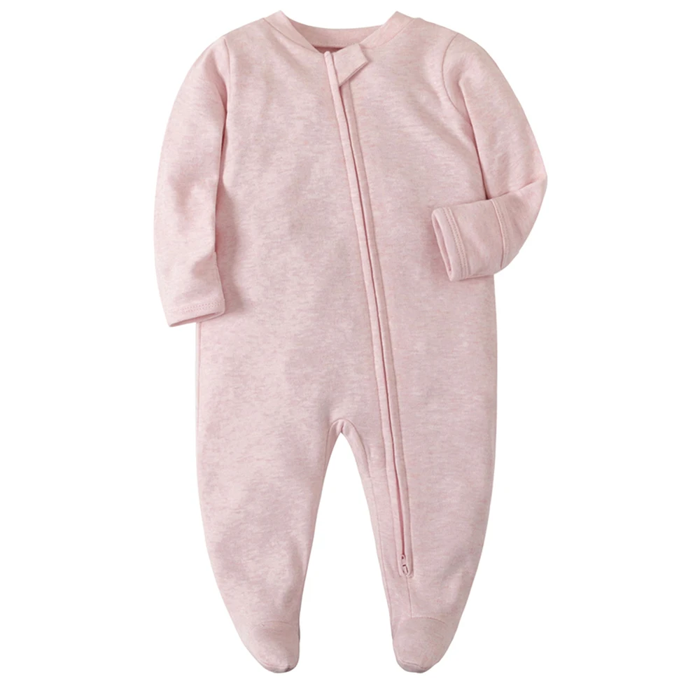 Footed Pajamas for Newborn 0-3 Months Girls and Boys Long Sleeve Sleepwear Zipper Cotton Newborn Baby Clothes