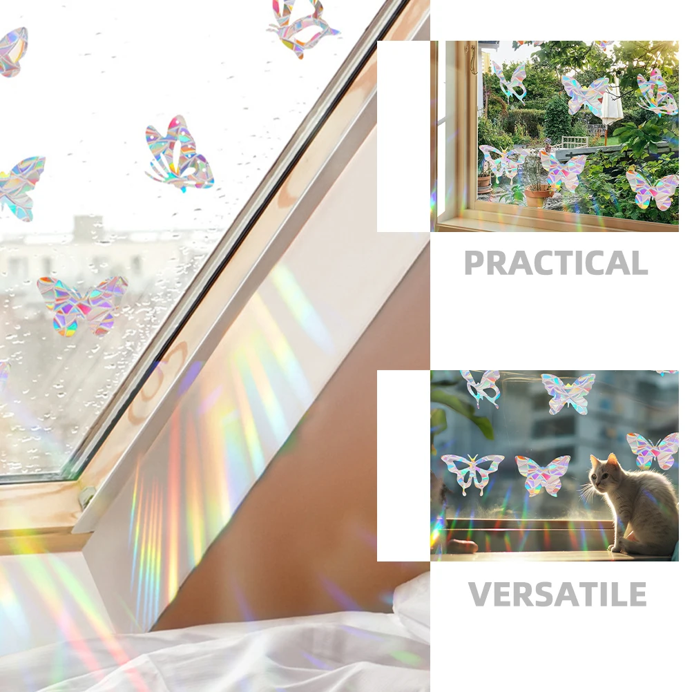 

6Pcs Summer Rainbow Prism Decorative Stickers Decoration Pvc Anti-collision Window Bird