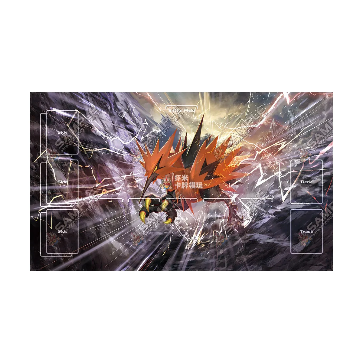 600X350X2Mm Diy Ptcg Moltres Zapdos Card Battle Mat Ptcg Articuno Single Player Board Game Card Duel Plate Battle Gift Toymat