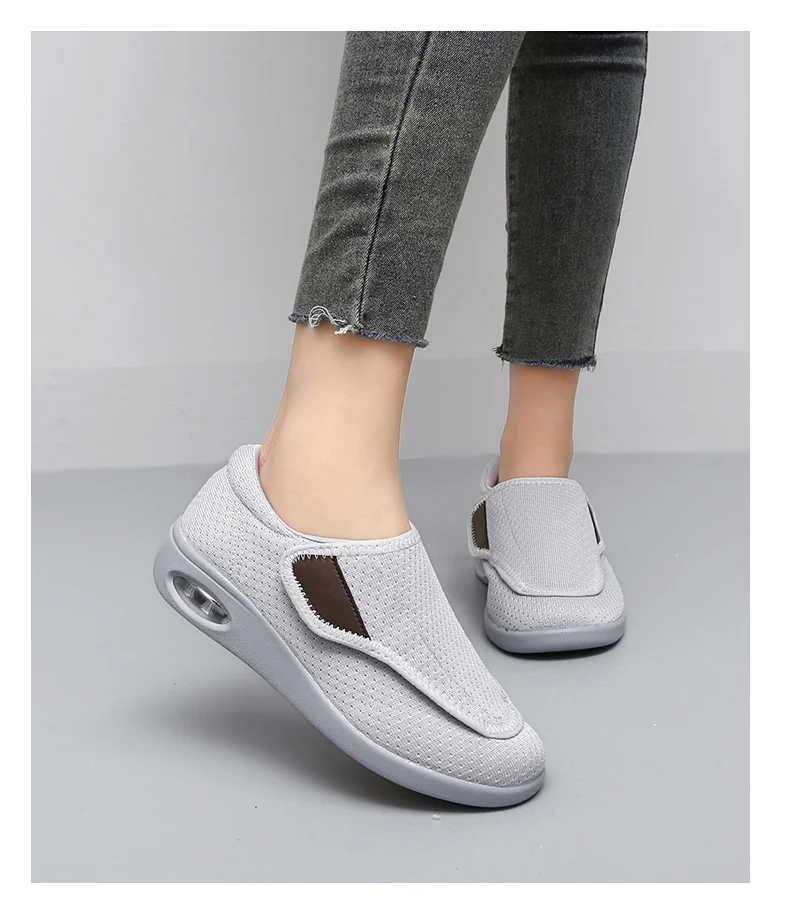 Damen-Sneaker, orthopädisch, für breite Füße, geschwollene Füße, lässige Damenschuhe, Einstellung der großen Zehen, weich, bequem, Diabetiker-Schuhe für Herren – Detail 21