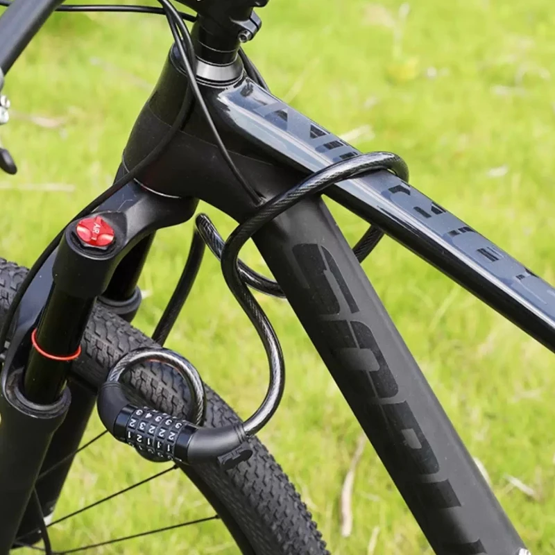 Super Heavy Duty Thickened Steel Cable Bike Lock 5 Digit Combination Alloy Cylinder PVC Coated Portable Anti Theft Chain