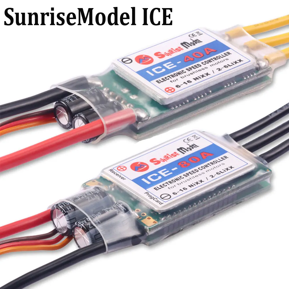 SunriseModel ICE 2-6S Helicóptero Avião Brushless ESC com saída BEC 18A 30A 40A 45A 60A 90A 100A 120A 150A para modelos RC DIY