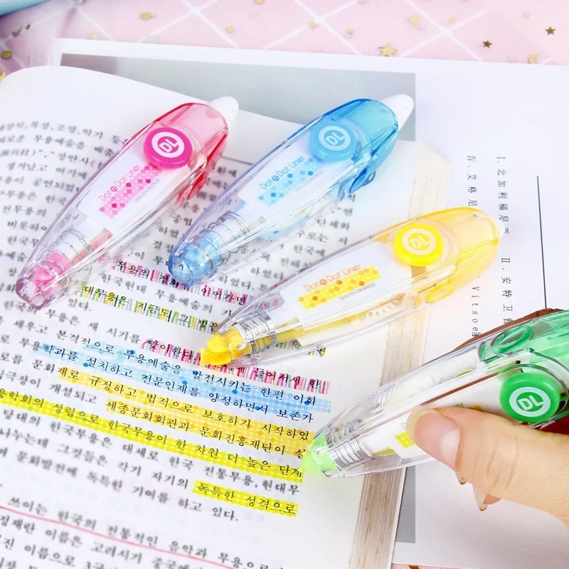 Korean Kawaii Stripe Dots Press Type Decorative Correction Tape Scrapbooking Diary Stationery Cute School Supplies Supply