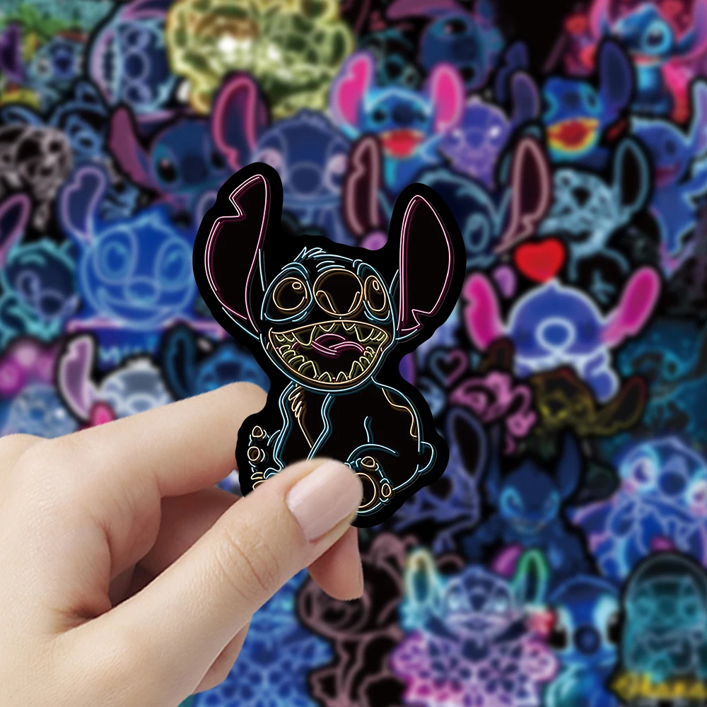 10/51 قطعة ديزني غرزة لطيف الكرتون الكتابة على الجدران ملصقات النيون نمط خربش ملصق مضاد للمياه الاطفال لعبة هدية الديكور كوب الكمبيوتر المحمول