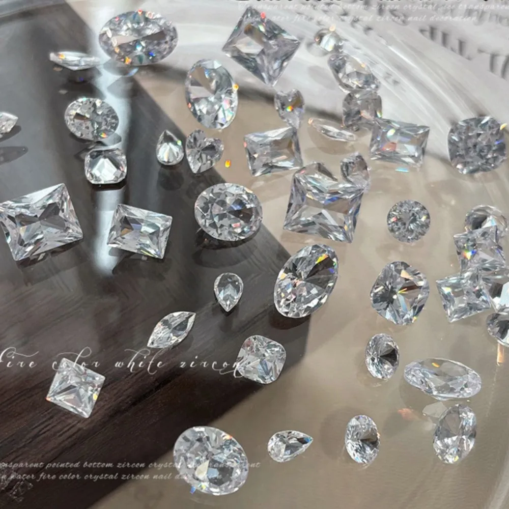 10-20PCS Super Sparkle Clear Translucent Zircon Nake Pointed Diamonds Nail Art Rhinestones Decorations Manicure Ornaments