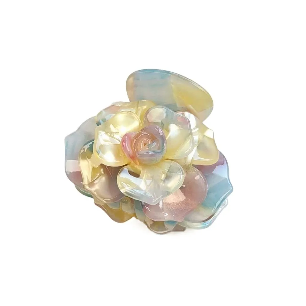 

Элегантный коготь для волос с камелией, градиент цвета, корейский стиль, цветок, зажим в виде акулы, водостойкий акриловый коготь для волос с уксусной кислотой, вечерние