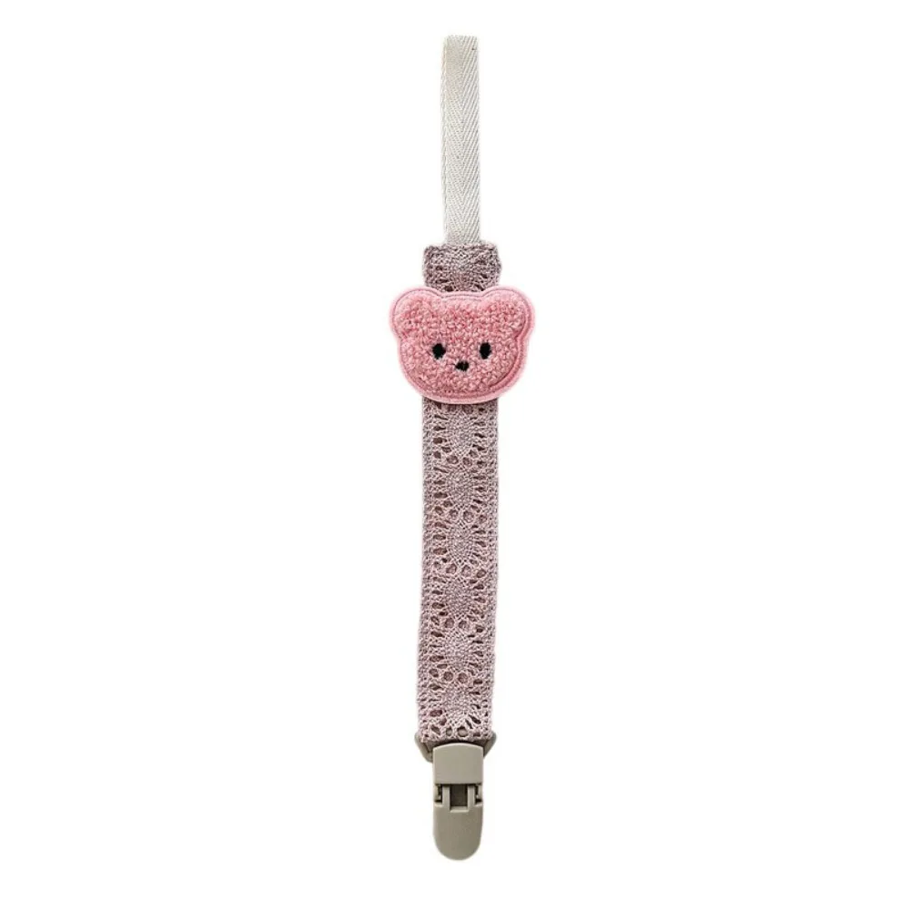 

Cartoon Cute Bear Pacifier Chain Hanging Plastic Fabric Rope Dummy Nipple Clip Portable Soother Accessory