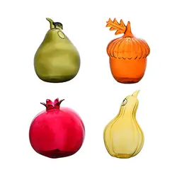 Glass Flower Vase Decorative Statue Figurine Planter Pot Flowerpot for Bookcase Office Living Room Coffee Table Entrance